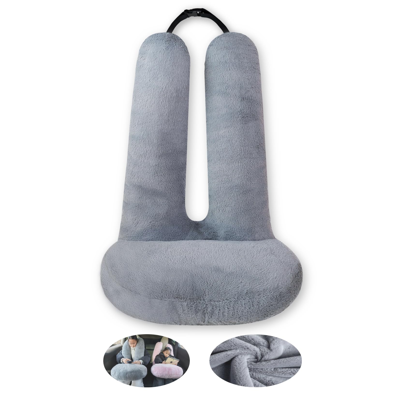 FHSGGP Travel Pillow Car Pillow Kid Car Sleeping Large Gray