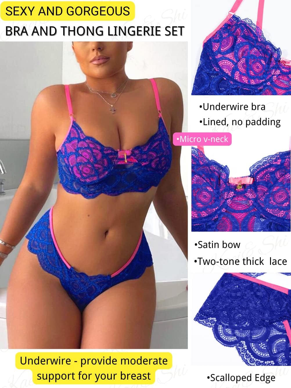 Kaei&Shi Neon Two Tone, Double Layer, High Leg Bottom, 2 Pieces Lingerie - Image 3