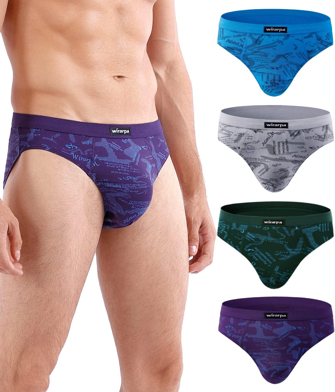 Men's Modal Briefs Underwear Soft Microfibre Underpants No Front Silky Touch Slips Covered Waistband Multipack