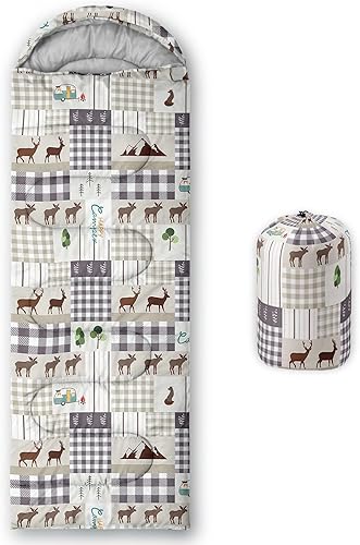 Miniatura 14 de Saco de dormir para niños y niñas, estampado de luna de cohete, ligero, cálido, portátil, para exteriores, interior, impermeable, resistente al