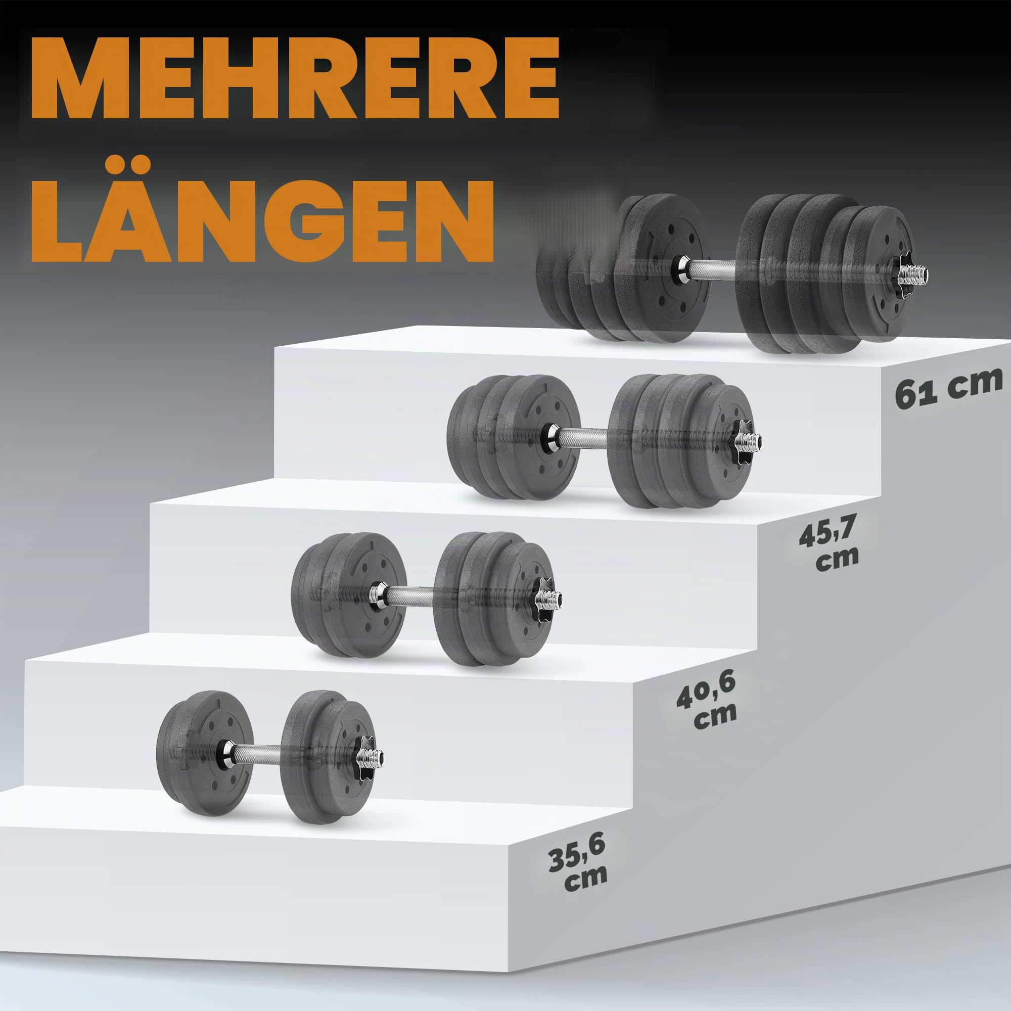 Yes4All Kurzhantelstange, Kurzhantel-verbindungsstange, Länge 35cm,40cm - Ø 25mm, Länge 40cm - Ø 30mm, mit 4 Sternverschlüsse, Verstellbare Hanteln - Hantelstangen, Hantelgriffe, Gummi, Chrom