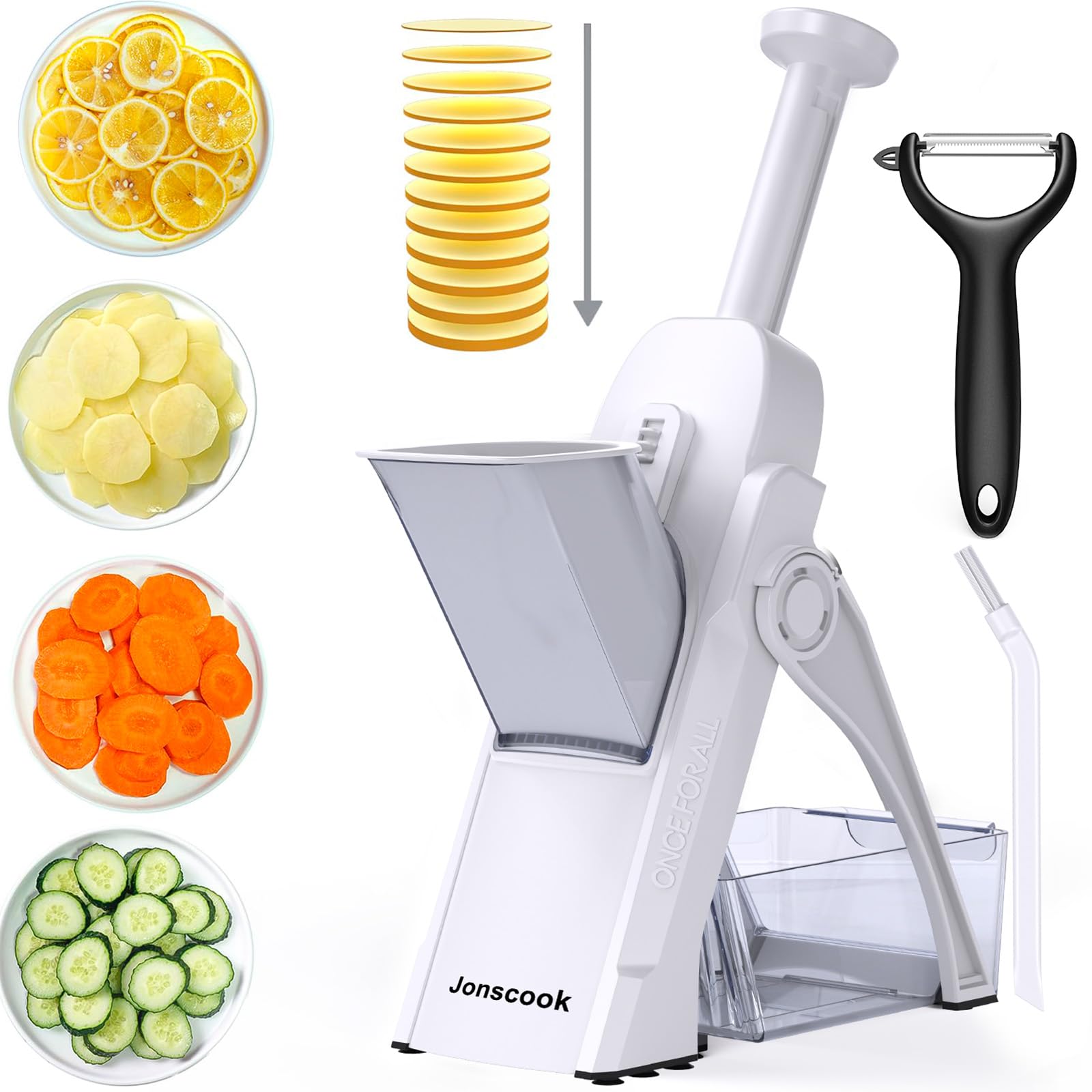 Safe Veggie Chopper Gemüseschneider, Pommes Frittierschneider, Zwiebelhacker, Gemüsehobel, multifunktional,0,1 – 8 mm Mandoline Schneider Tomaten Potato Frites-Schneider