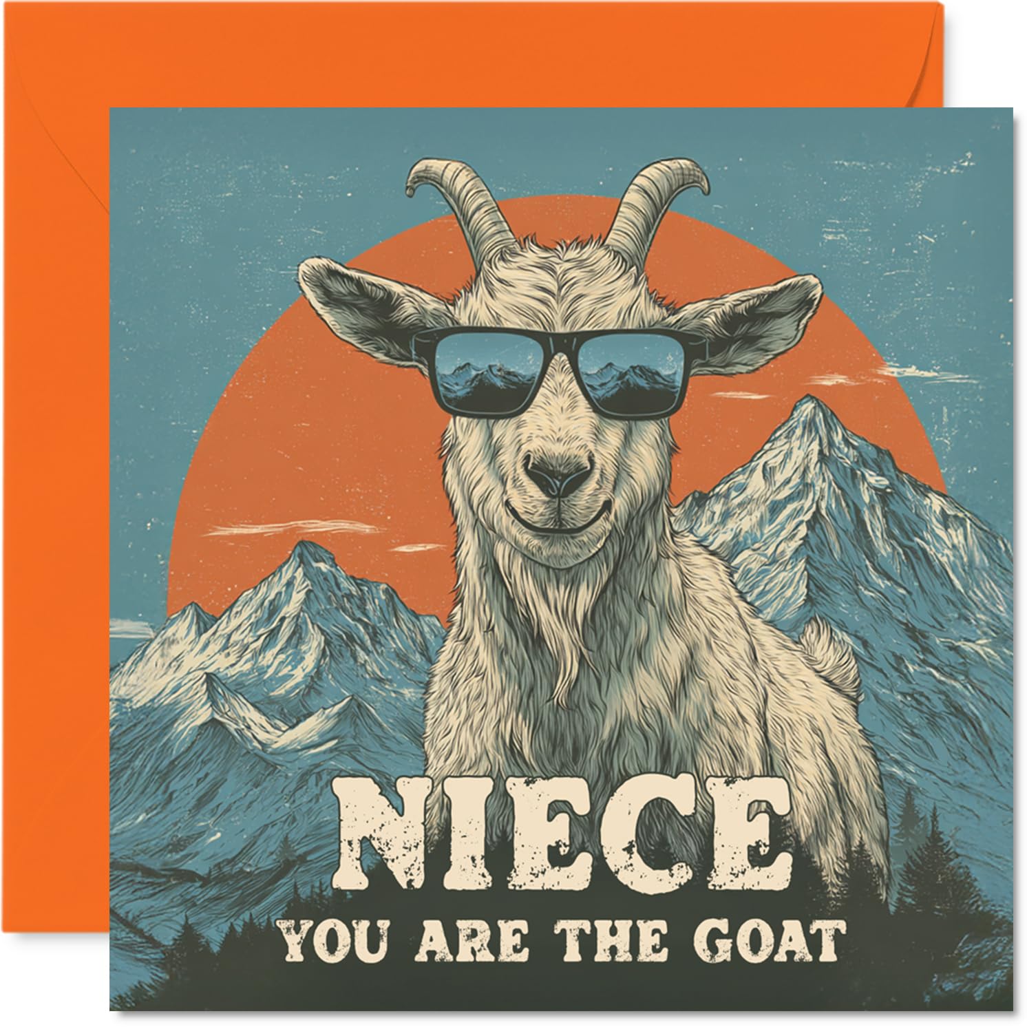 Niece Birthday Card - You Are The Goat - Happy Birthday Card for Niece from Auntie Uncle, 145mm Funny Animal Bday Greeting Cards