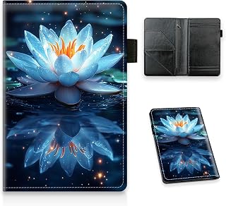 Server Book, PU Leather Waiter Book Server with Zipper Pocket Guest Check Notepad Organizer for Restaurant Servers and Hospitality Staff, Fits Server Apron, Glowing White Lotus