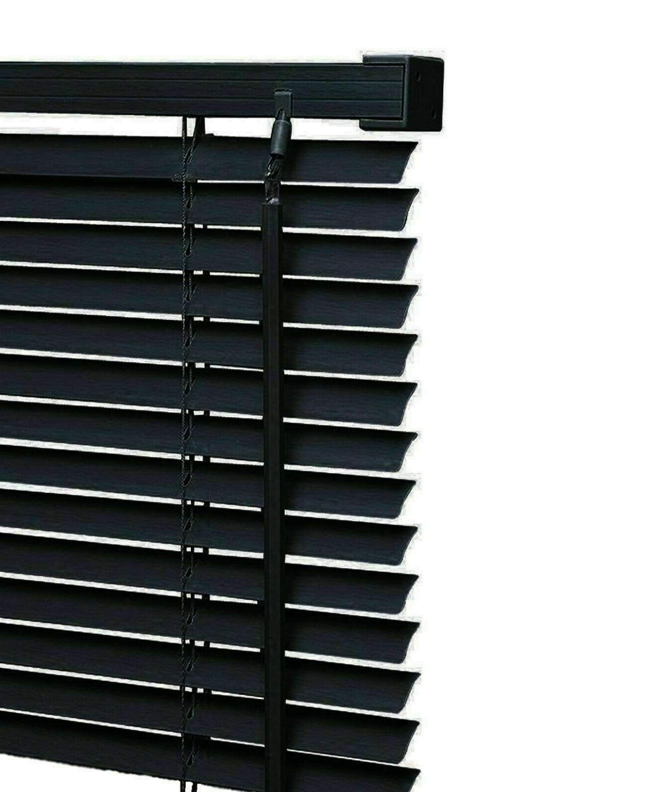 Homion Black Pvc Venetian Blind Blinds Easy Fit Curtains Trimmable Fittings Windows Treatment Shutters Twist Open Close (, 60X150)