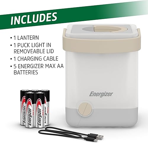 Miniatura 7 de Energizer LightxPower Cube - Linterna de campamento X1000 de doble potencia recargable y batería AA, IPX4 resistente al agua