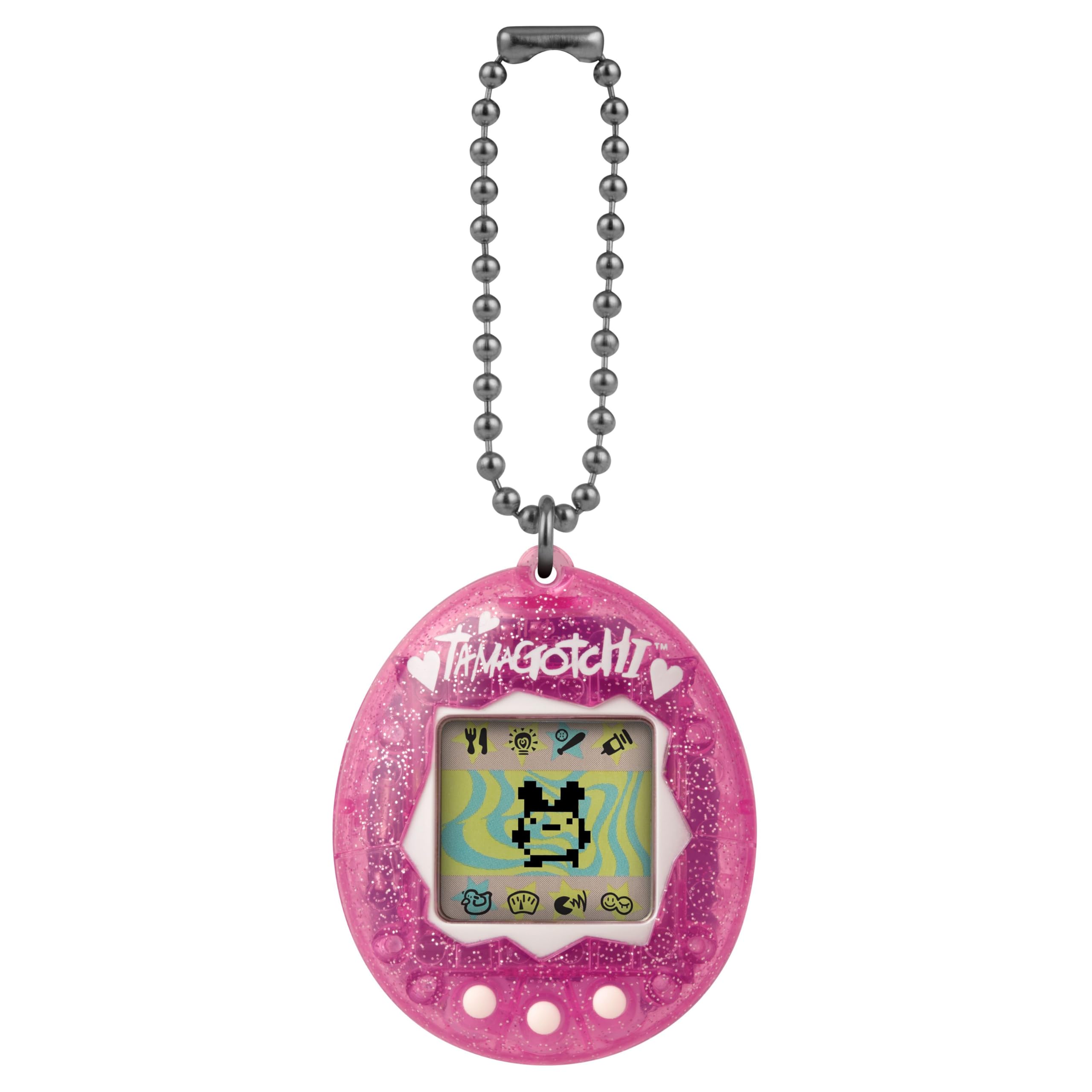 Tamagotchi 42882 Bandai, Gen 2, Pink Glitter Shell with Chain-The