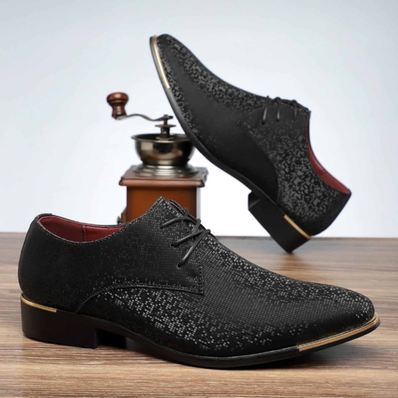 Hixingo Scarpe Stringate Uomo in Pelle | Scarpe Eleganti da Abito comoda Design classico ideale per ufficio, lavoro, matrimoni, cerimonie ed eventi formali