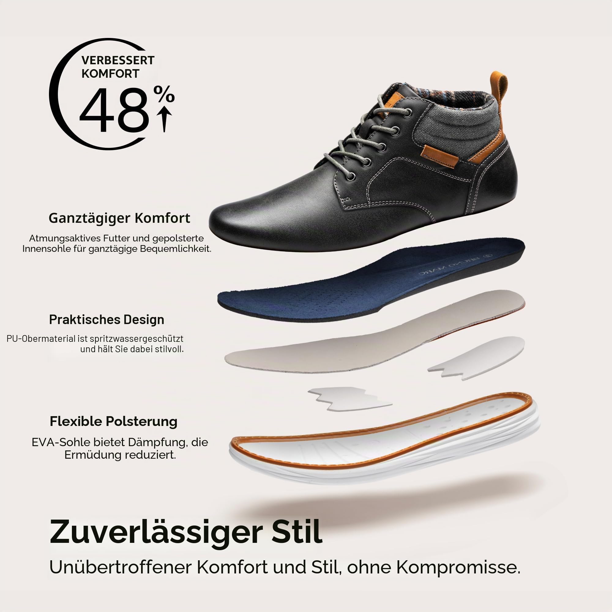 Bruno Marc Herren Chukka Stiefel Wasserabweisendes Formelle sowie Lässige EVA-Laufsohle Boots