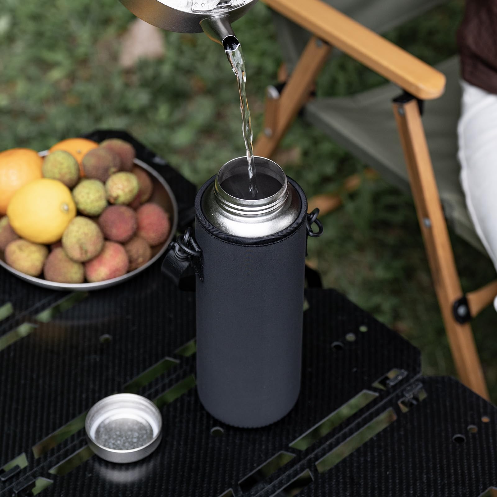 Titan Wasserflasche 1.2L breite Mundflasche große Kapazität Hydration Krügel tragbare Wasserkantine für Camping Wandern Radfahren Reisen Outdoor-Sport (TI LID-Ti3019D)