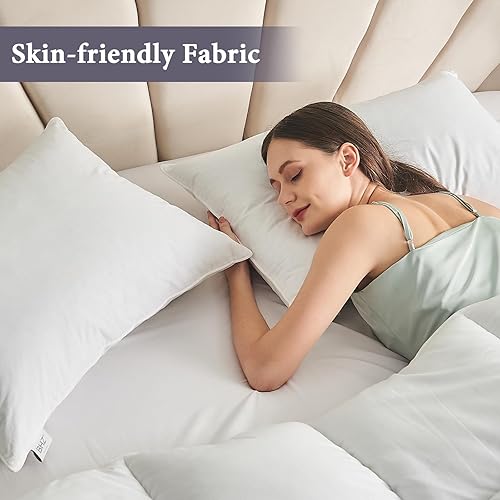 Miniatura 7 de Almohadas de plumas de ganso tamaño Queen, almohada de cama de la colección de hotel para dormir, soporte firme medio para personas que duermen de