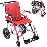 Hi-Fortune+Magnesium+Wheelchair+21+lbs+Lightweight+Transport+Medical+Chair+with+Adjustable+Armrests%2C+Hand+Brakes+and+Cushion%2C+Portable+%26+Folding%2C+18%22+Seat%2C+220+lbs+Weight+Capacity%2C+Red