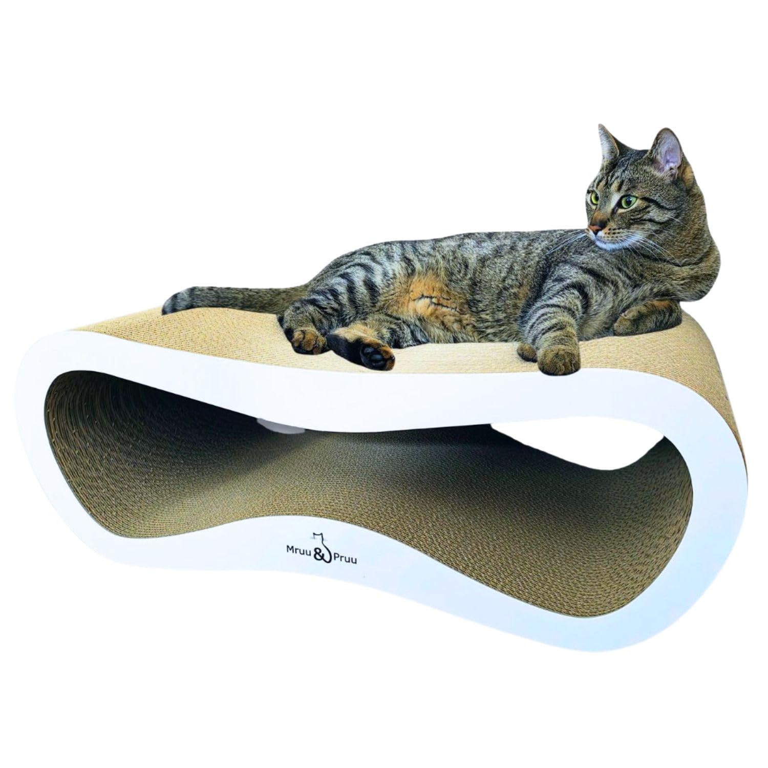 Mruu&Pruu Kratzpappe für Katzen, kratzbrett, kratzpappe für Katzen groß XXL | Beidseitiges kratzbrett, Katzenliege bis 45 kg, Handmade in EU