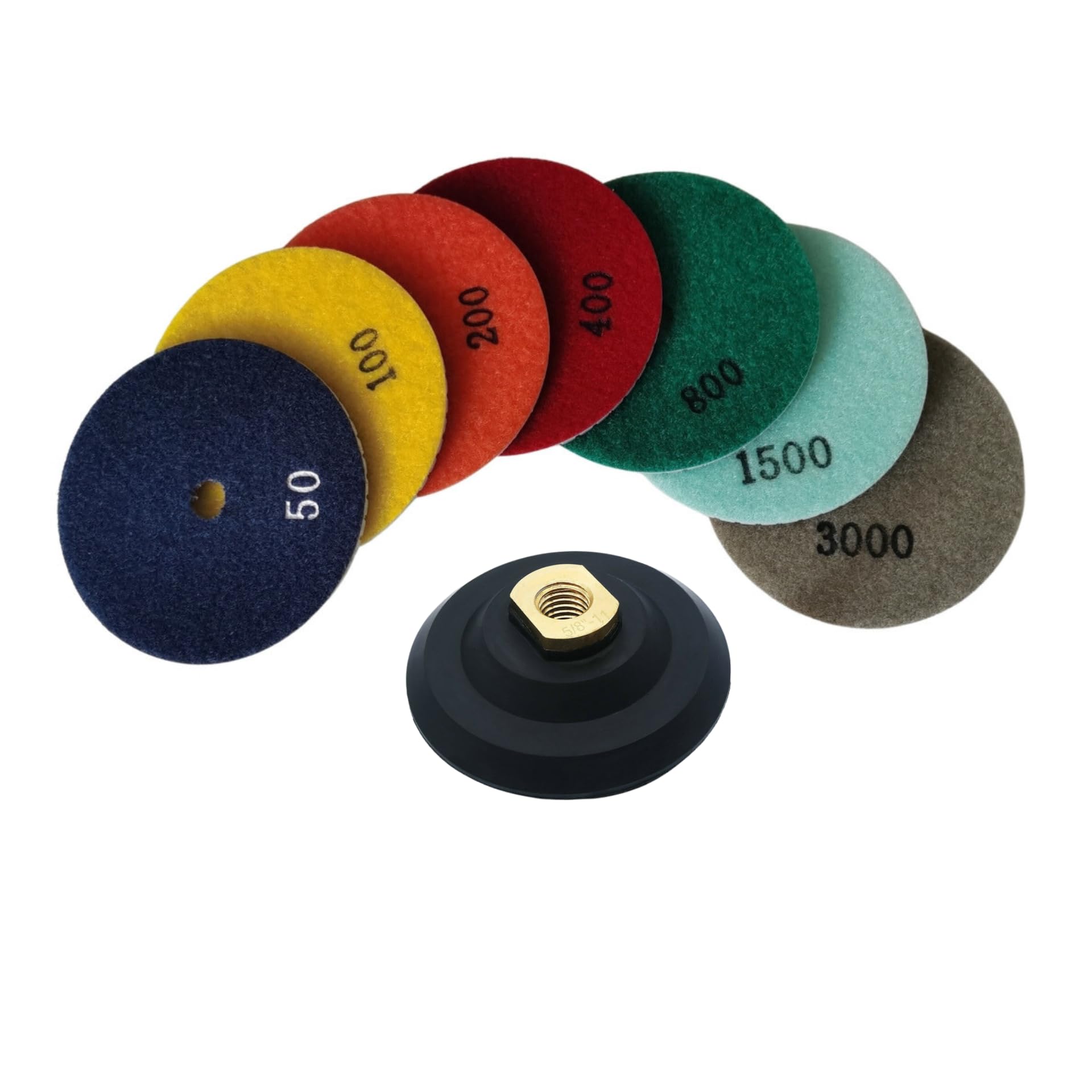 Juego de 8 almohadillas de pulido húmedo de diamante de 4 pulgadas más un respaldo de goma para piedra de granito de mármol Susukii