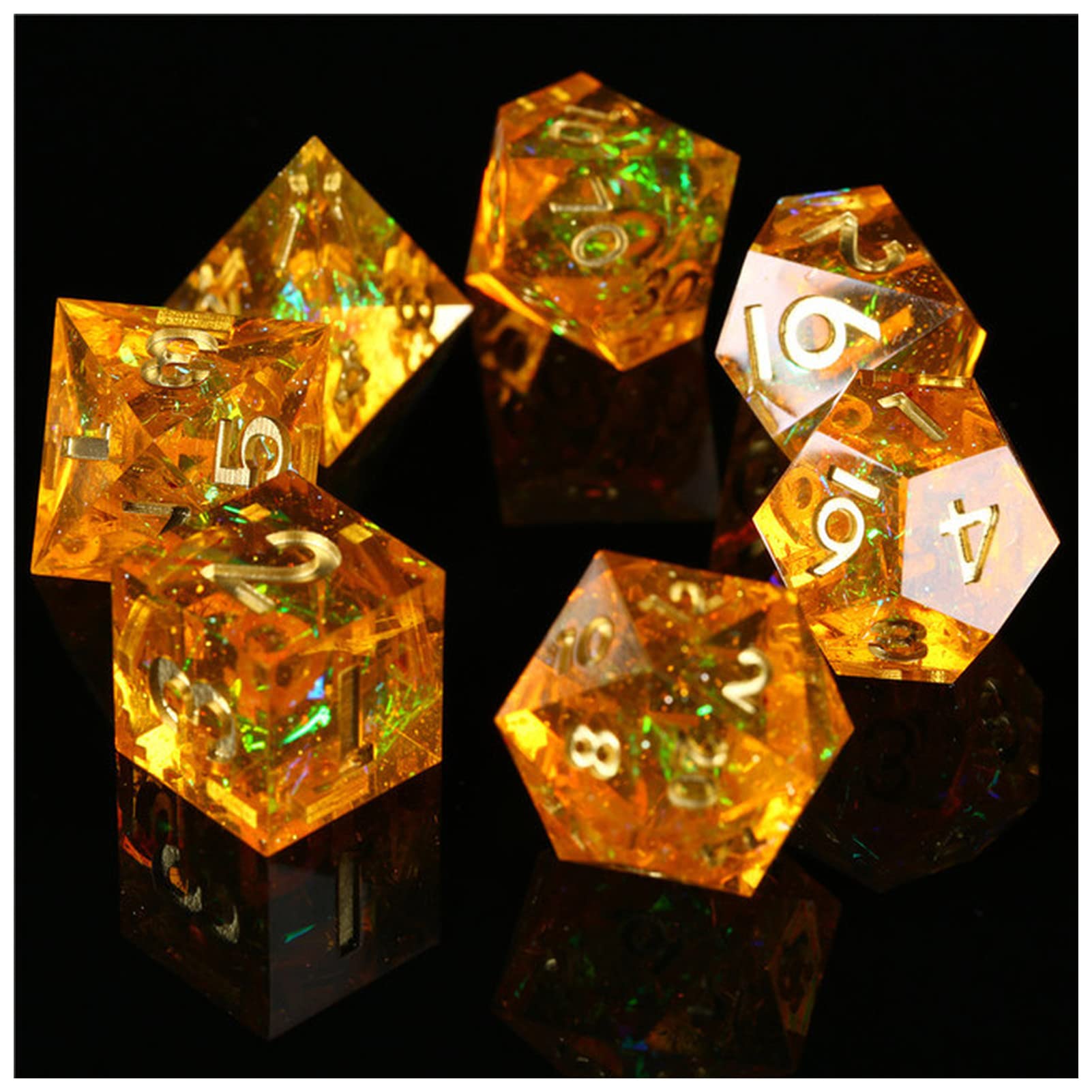 Dados Dados fijados a Mano Resina a Mano Dados poliédricos Conjunto de Borde Afilado for RPG Juegos de Mesa de Juego Dado Gigante(Citrine)