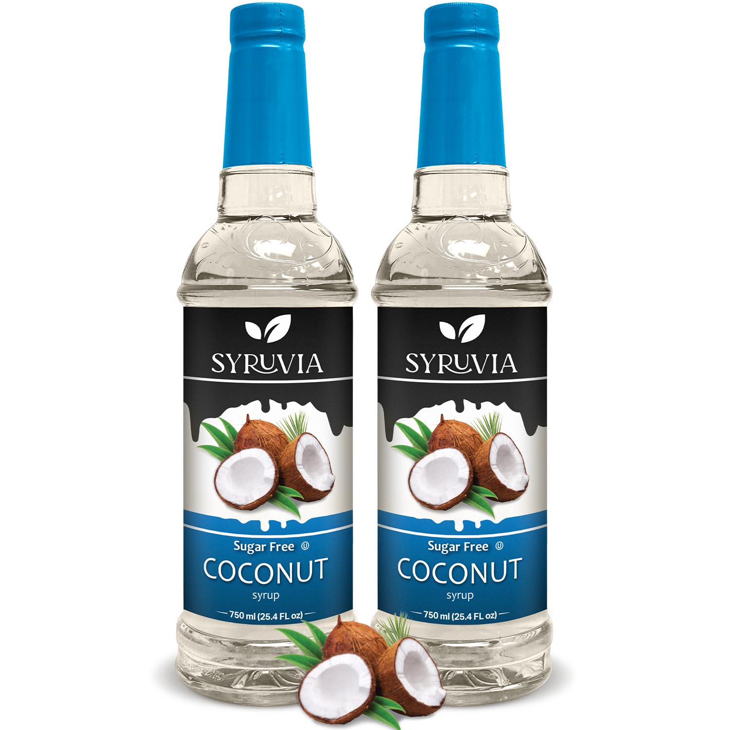 Syruvia Sugar-Free Coconut Coffee Syrup – 25.4 fl oz - Syrup for Coffee, Latte, Shakes, Smoothies, Desserts – 100% Vegan, Gluten Free, Kosher – No-Calorie Coffee Syrup, (Pack of 2)