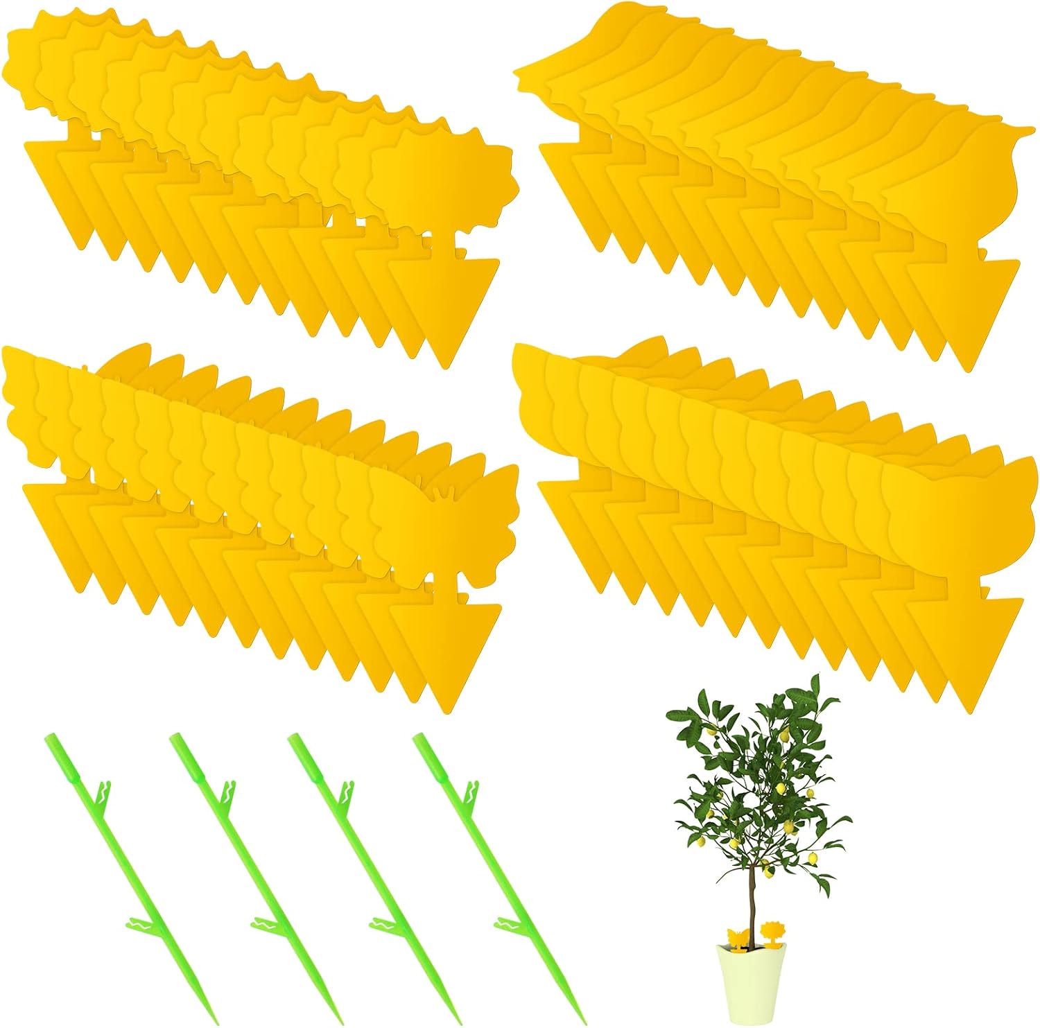 48 Piezas Trampas de Insectos, Atrapa Mosca, Jardin Planta Trampas, Atrapamoscas para Plantas, para Proteger Plantas y Atrapar Moscas, Insectos Voladores