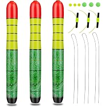 QualyQualy Catfish Fishing Bobbers, Weighted Catfish Pole Floats/LED Fsihing Bobber, 3PCS High Visibility Wood Pole Fishing Float