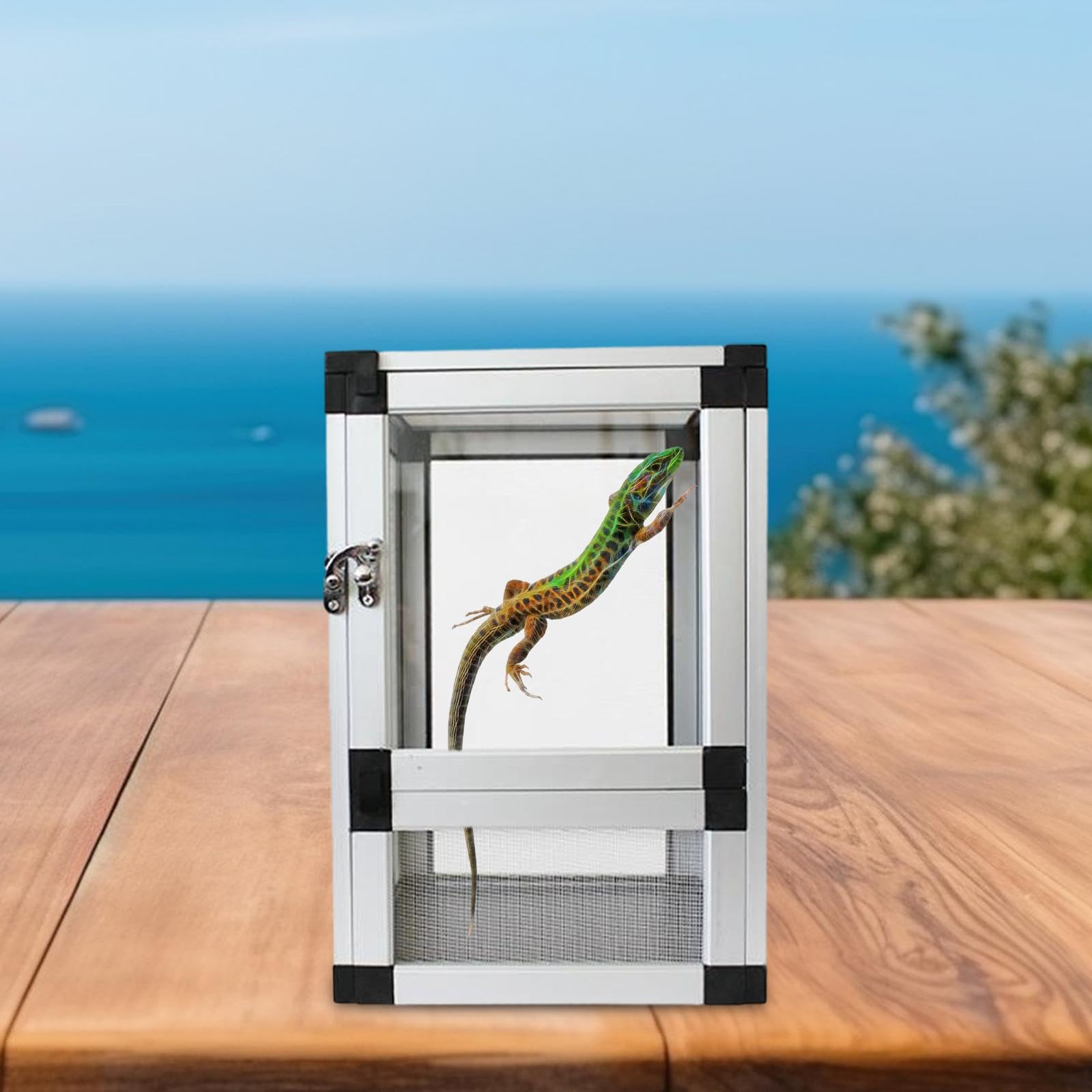 Jaula para Reptiles, Terrario, para Mascotas, Interacción con Puerta Frontal, Observación de 360°, Ventilación para Ranas, Serpientes Y Dragon, Argén, Individual
