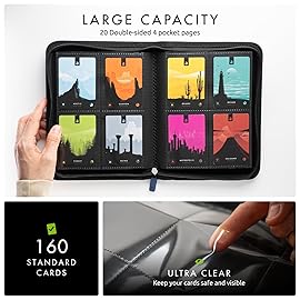 Vault X 4 Pocket Trading Card Zip Binder, 160 cards, Premium Exo-Tec Album Material, 20 Side-Loading Pages, Folder for Collectible Card Games, Sports, TCG (Blue)