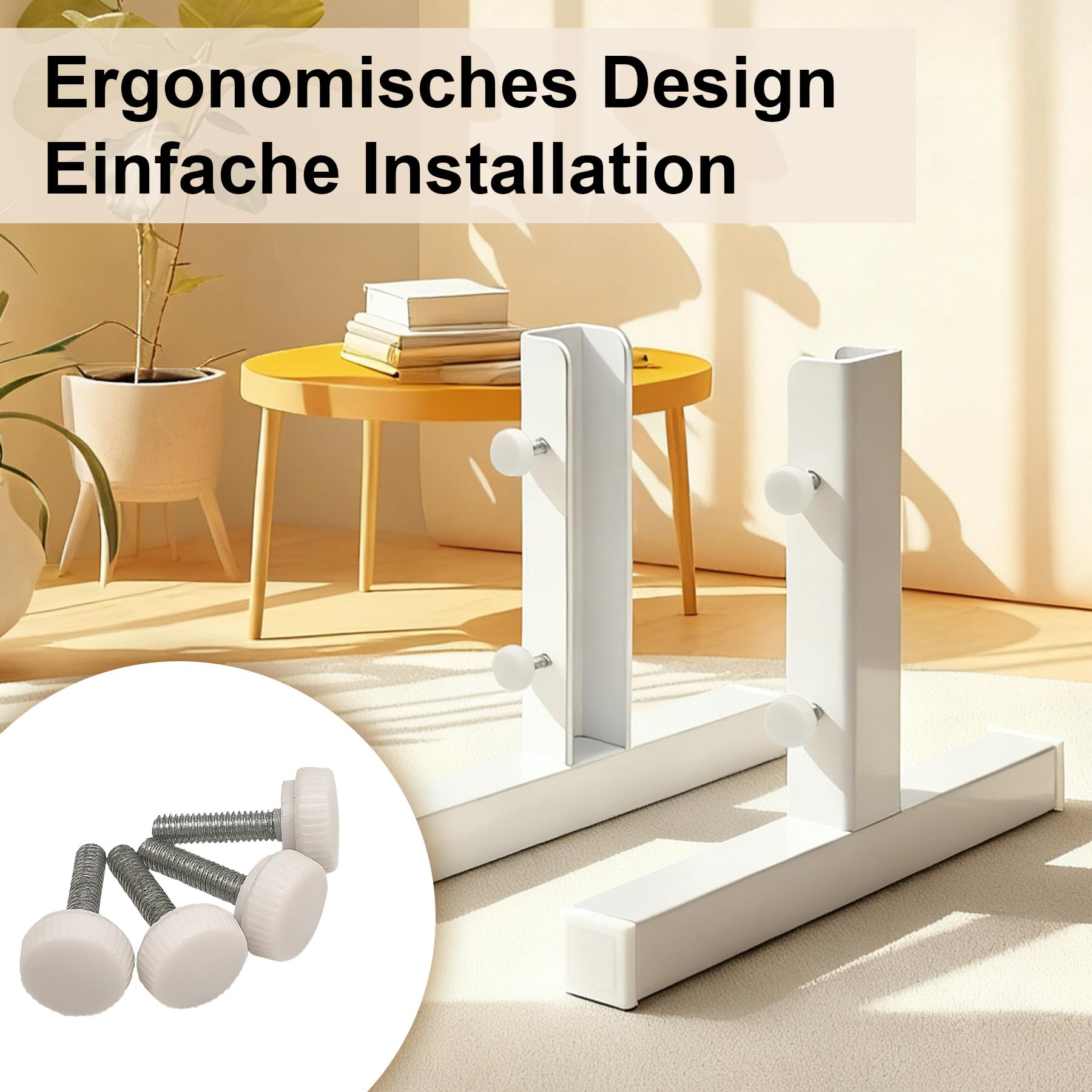 Freistehende Standfüße für Infrarotheizung Eisen Standfuß geeignet Heizplatten Flachstrahler Elektroheizung Nutzung beweglich Machen Weiß Zubehör (2er Pack)