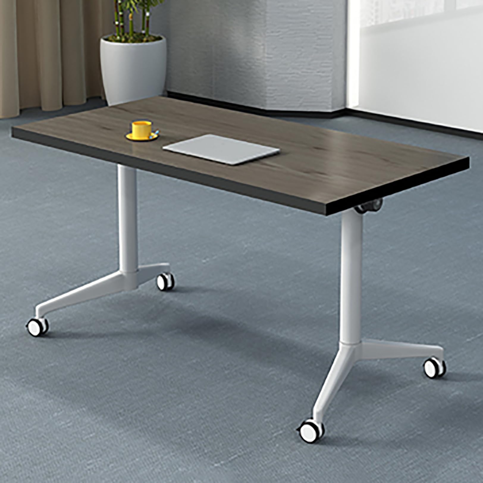 HSHBDDM Folding Conference Table, Flip Top Mobile Training Table, Rolling Meeting Tables with Caster Wheels, Suitable for Office,Meeting Room