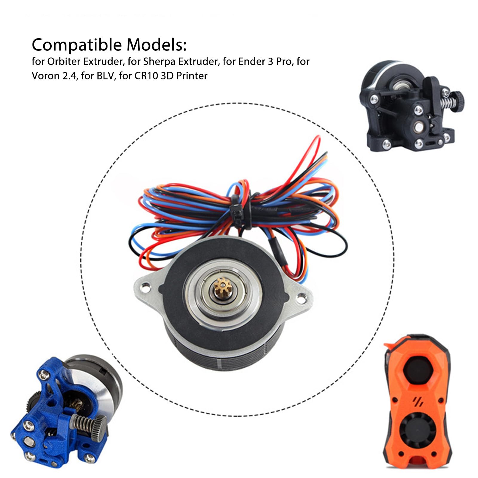 Motor paso a paso extrusor de 36 mm 8 dientes 2 fases Motor de panqueque redondo 100MN.M Torque Resistencia a altas temperaturas Operación estable Material metálico para Ender 3
