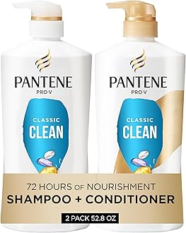 Shampoo & Conditioner Set, Classic Clean - Pro-V Nutrients for Dry, Color-Treated Hair, Healthy Looking Hair Every Wash, Antioxidant-Rich, 52.8 Oz Total + Miracle Rescue Shot (0.5 Oz)