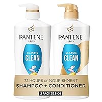 Vista 1 de Pantene Juego de champú y acondicionador, Classic Clean - Nutrientes Pro-V para cabello seco y teñido, cabello de aspecto saludable cada lavado