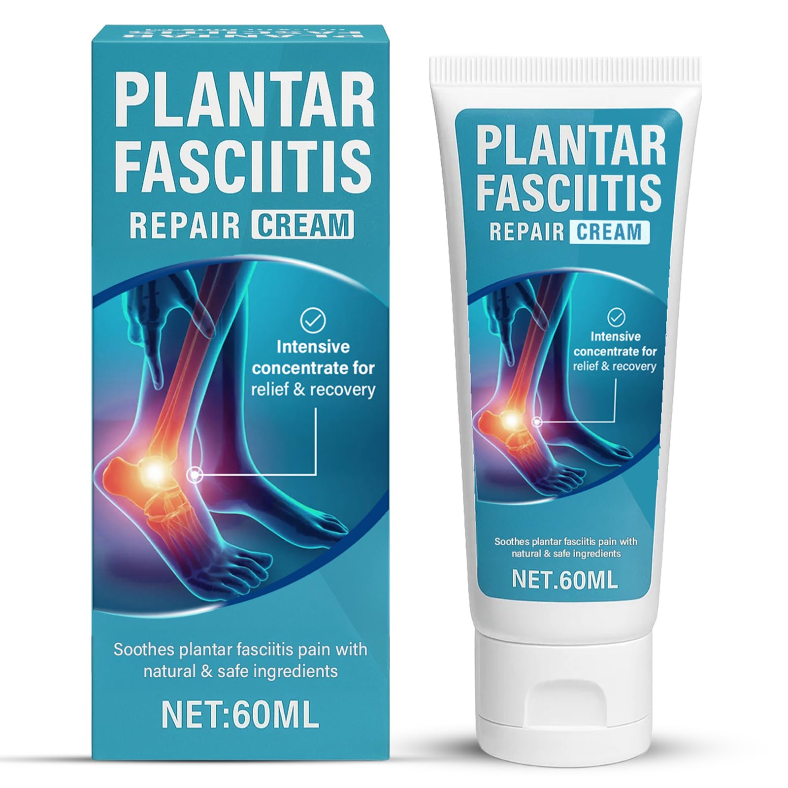 Crema TRIXES para el alivio de la fascitis plantar, crema natural para aliviar el dolor de pies, especialmente para fascitis plantar y espolones calcáneos. Suave y eficaz, apta para uso diario, 60 ml.