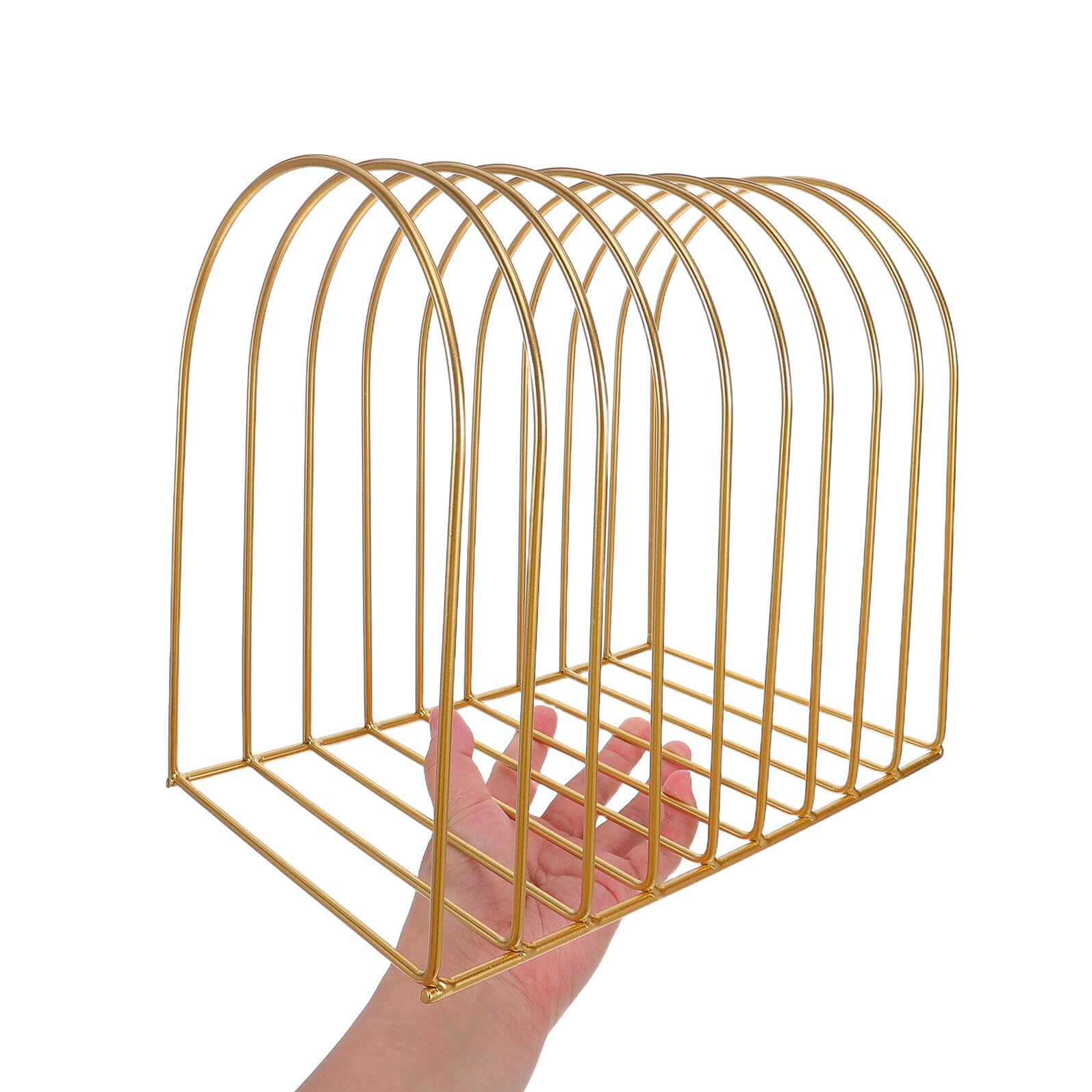 Libreria da Scrivania in Metallo Resistente Salvaspazio Design Semicircolare Dorato, Scaffale Multiuso Compatto per Ufficio e Studio, Organizzatore Mobile per Piccoli Spazi