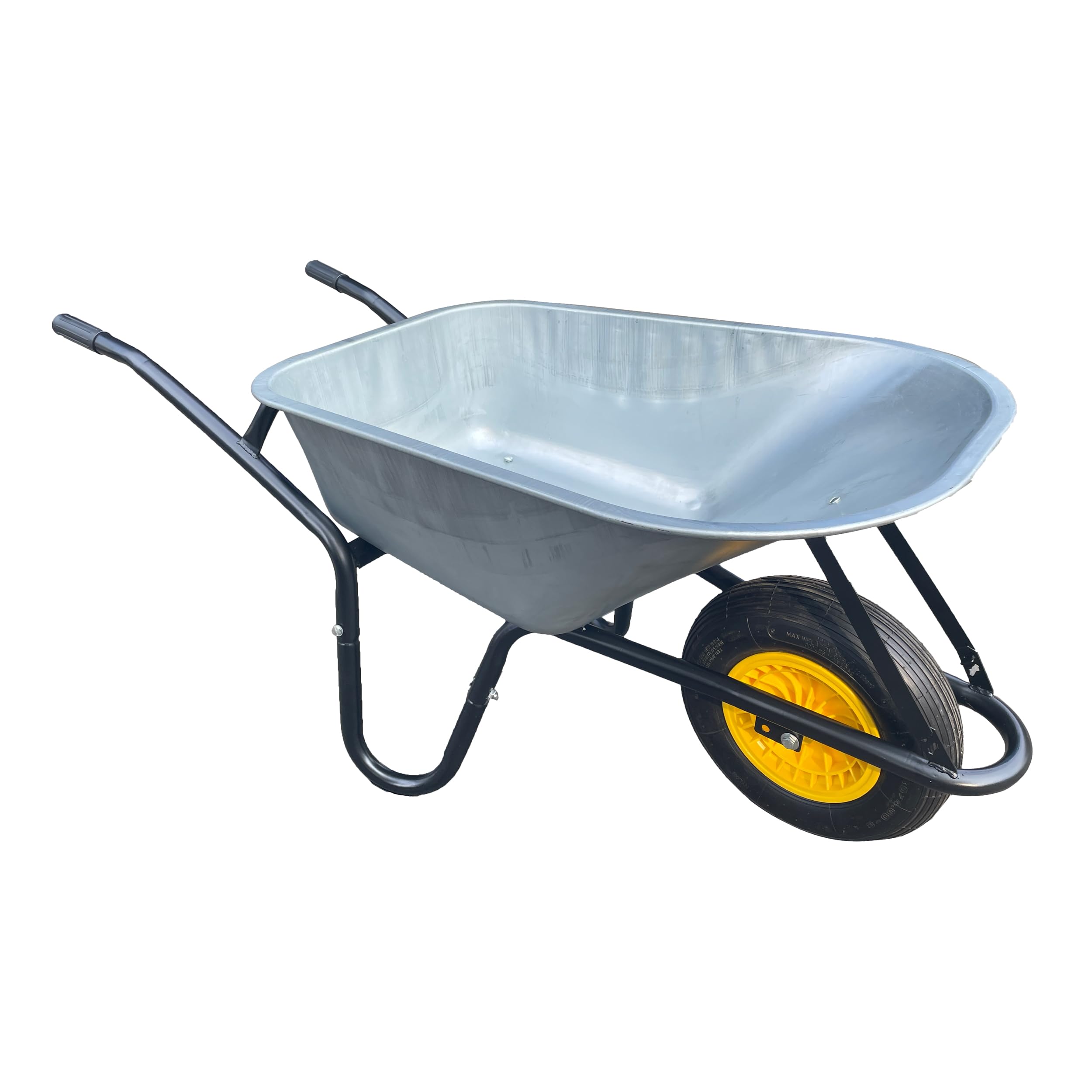 Neo Silver 120L Large Heavy Duty Solid Wheelbarrow Wheel Barrow Garden Trolley Tyre