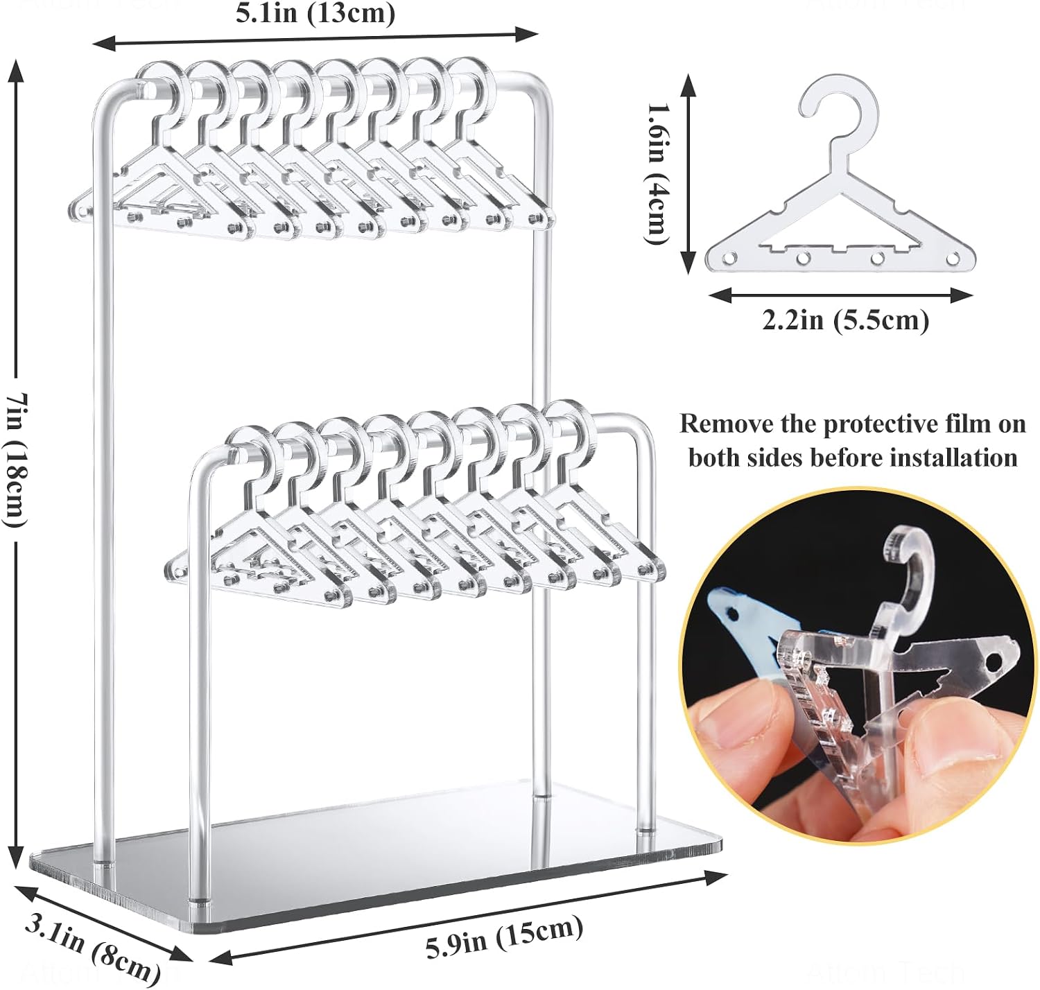 NiHome 2-Tier Earring Holder Organizer, 48 Pairs Acrylic Display, Silver