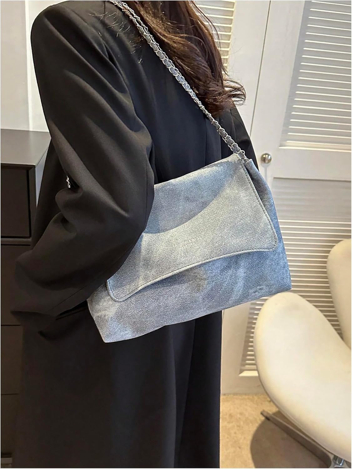 SweatyRocks Women's PU Leather Flap Shoulder Bags Chain Strap Underarm Handbag - Image 2