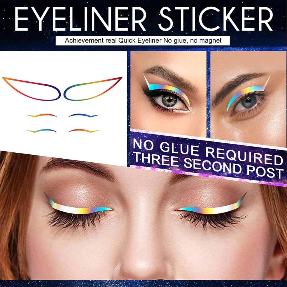 Beavorty 20juegos Eyeliner Stickers Autoadhesivos Para Maquillaje Diseño Para Fiestas Cosplay y Uso Diario