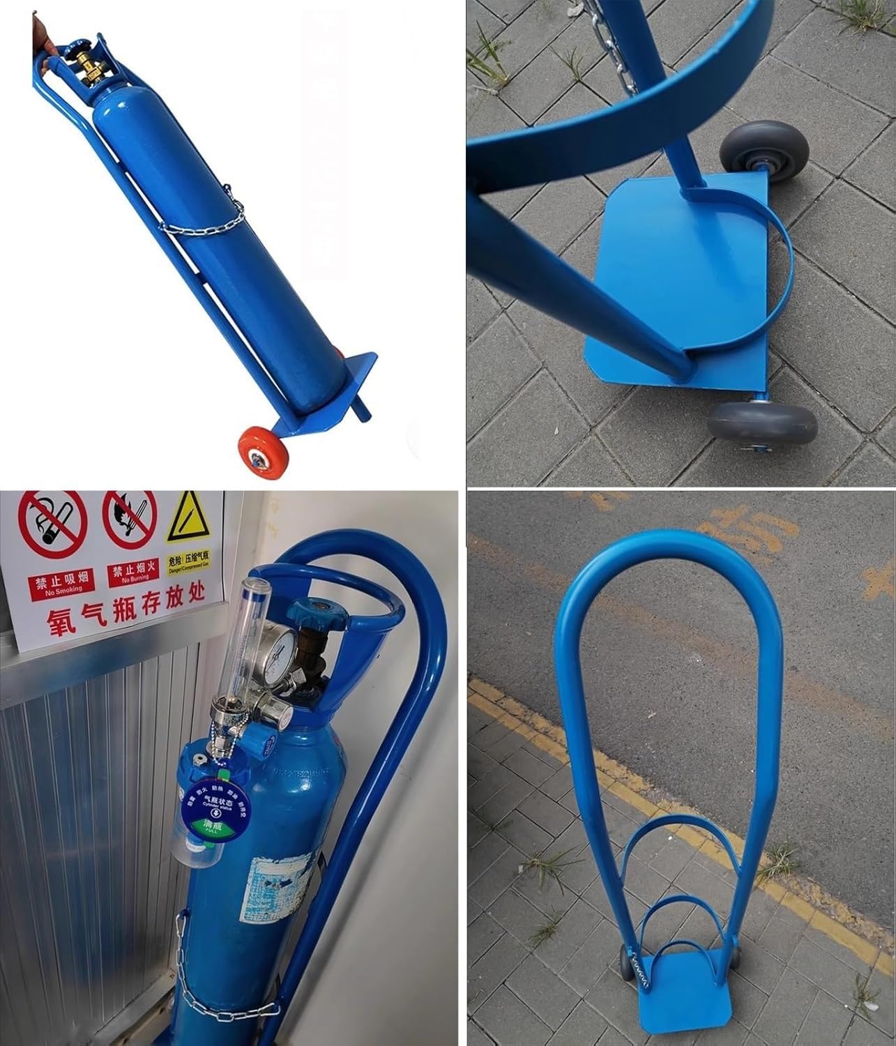 WDJBPSH ? Heavy-Duty Gas Cylinder Holder, Mobile Oxygen Tank Storage Holder for Oxygen/Ethanol/Fire Extinguisher/Nitrogen Tank Display, Easy Installation(Blue)