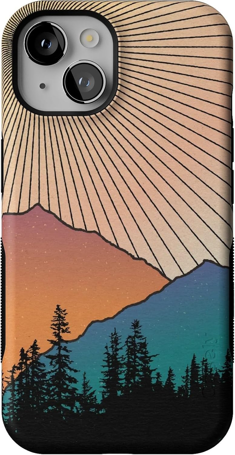 Casely iPhone 14 Case | Golden Hour | Mountain Sunset | Bold Protective Design | Compatible with MagSafe