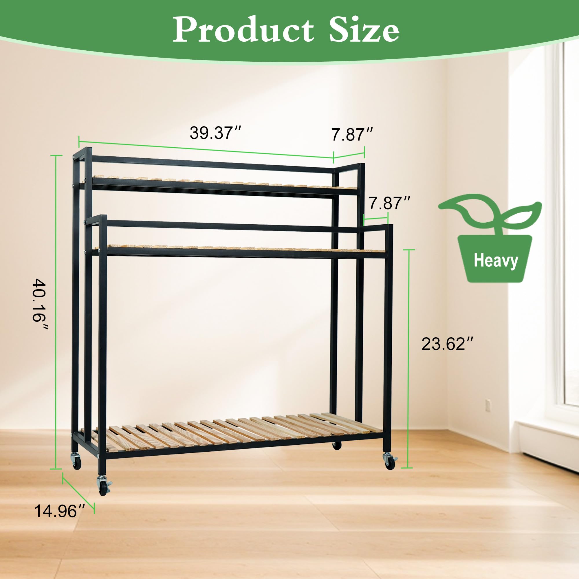 Supporto per piante in legno a 3 livelli per interni ed esterni, supporto per piante a più livelli, supporto per piante grandi in legno, scaffale di stoccaggio, 80 x 60 x 60