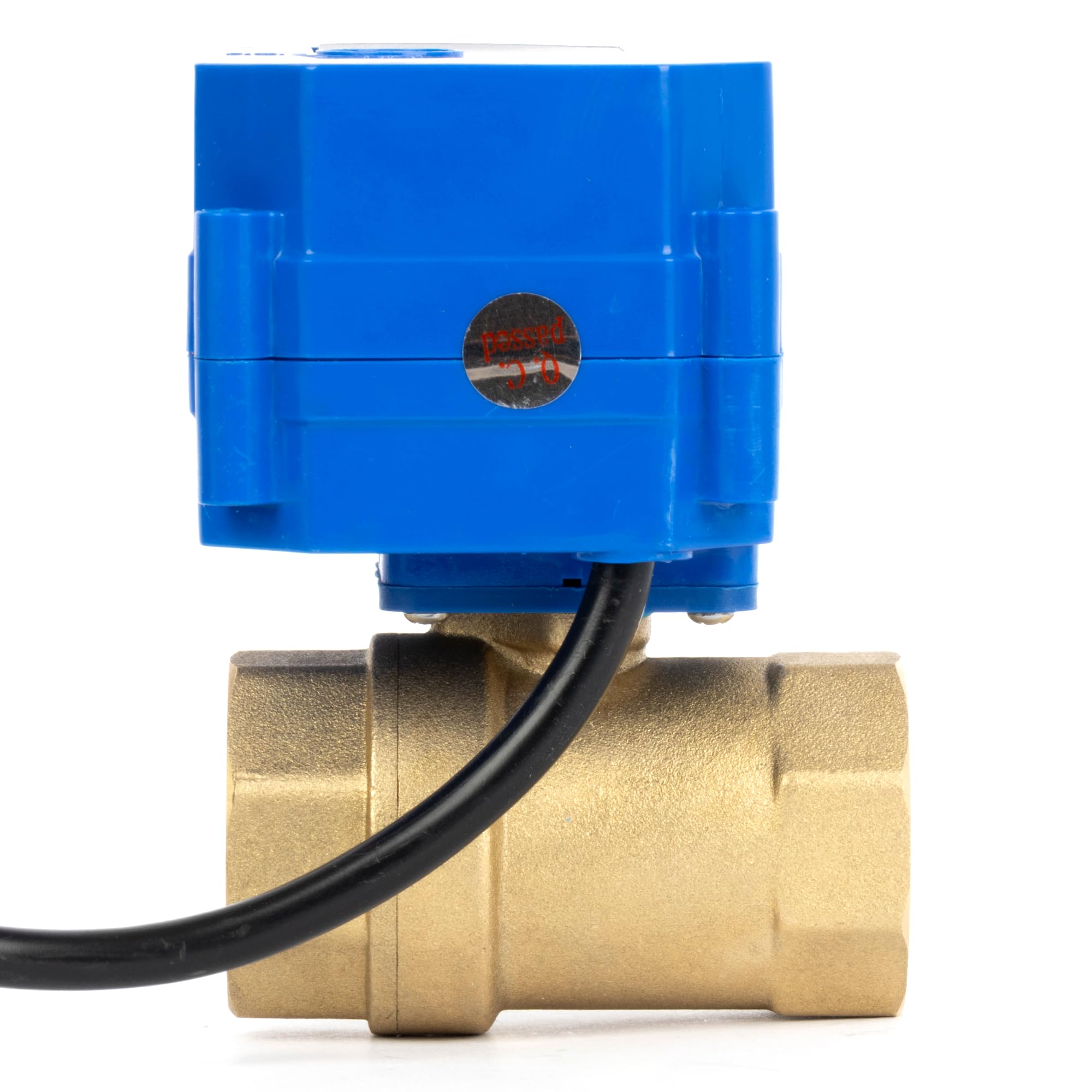 U.S. Solid Válvula de bola motorizada de 1 pulgada con enchufe, 220 V AC DN25, válvula de bola eléctrica de latón de 2 vías, retorno automático, normalmente cerrado