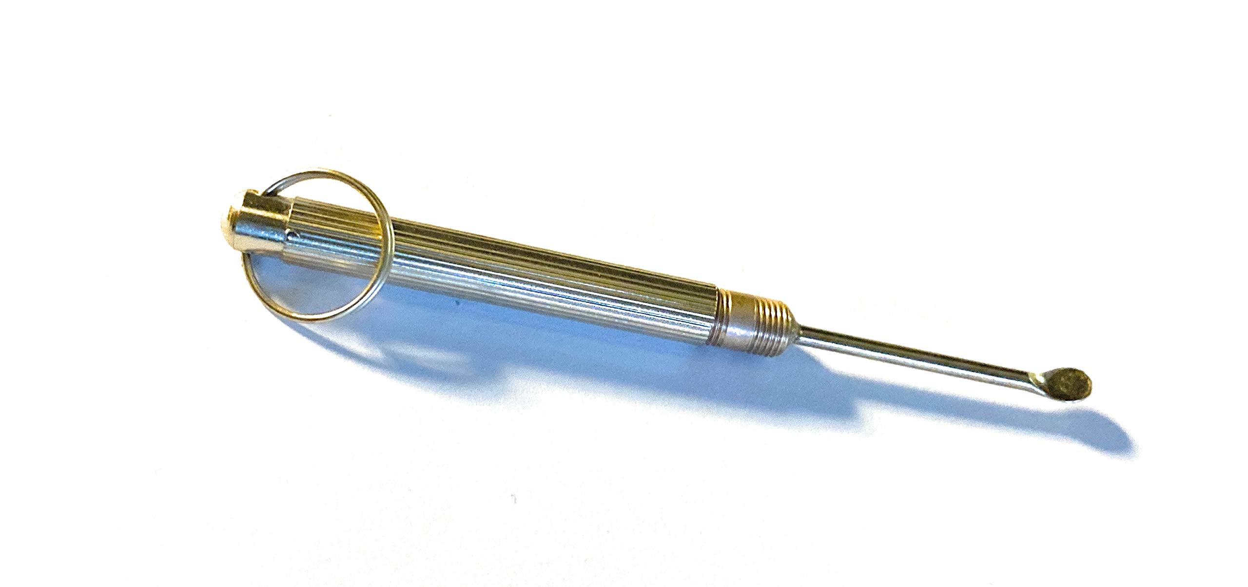 Foldable golden metal spoon for sniffer snorter hoover hootee snuff snuff snorter powder spoon tuxedo snuff accessory for snuff