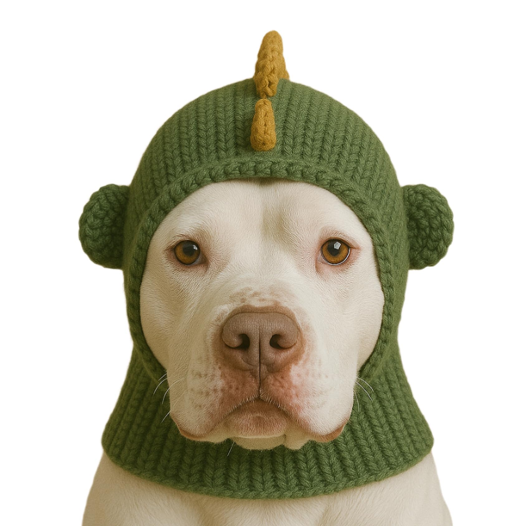 LovinPet Dinosaur Dog Hat Snood for Medium & Large Dogs, Dino Costume Ear & Neck Warmer, Soft 4‑Way Stretch Knit, Adjustable Fit, One Size,Green