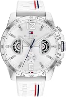 Tommy Hilfiger Reloj Analógico Multifuncional de Cuarzo para Hombres con Correa de Silicona, Acero Inoxidable o Cuero, Subesferas para Día y Fecha, Resistente al Agua hasta 5ATM.