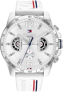 Tommy Hilfiger Reloj Analógico Multifuncional de Cuarzo para Hombres con Correa de Silicona, Acero Inoxidable o Cuero, Subesferas para Día y Fecha, Resistente al Agua hasta 5ATM.