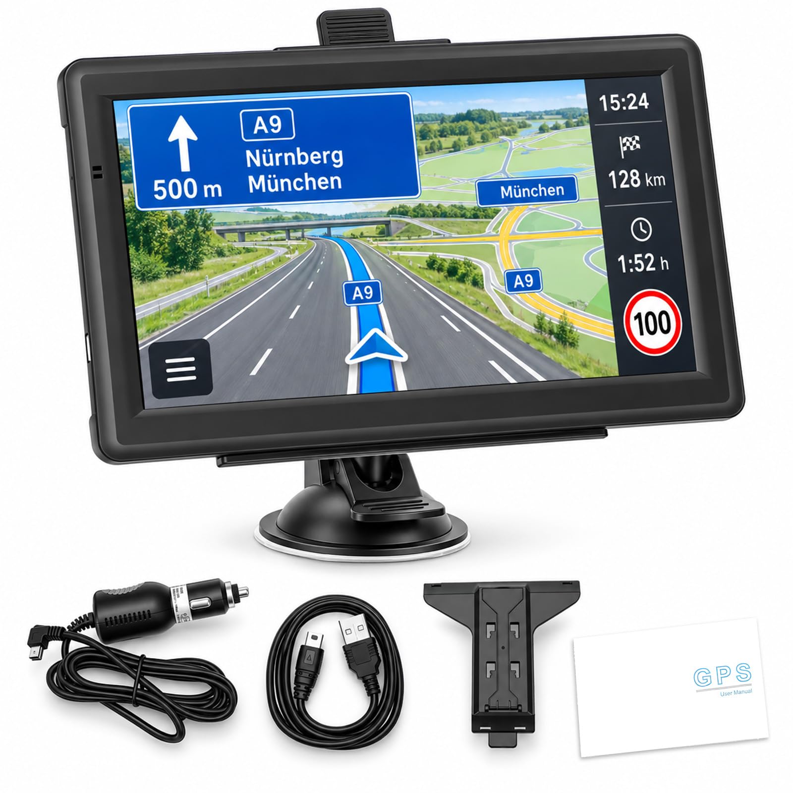 LKW PKW Navigationsgerät 7 Zoll GPS Navi Lebenslange Kartenupdates 8GB