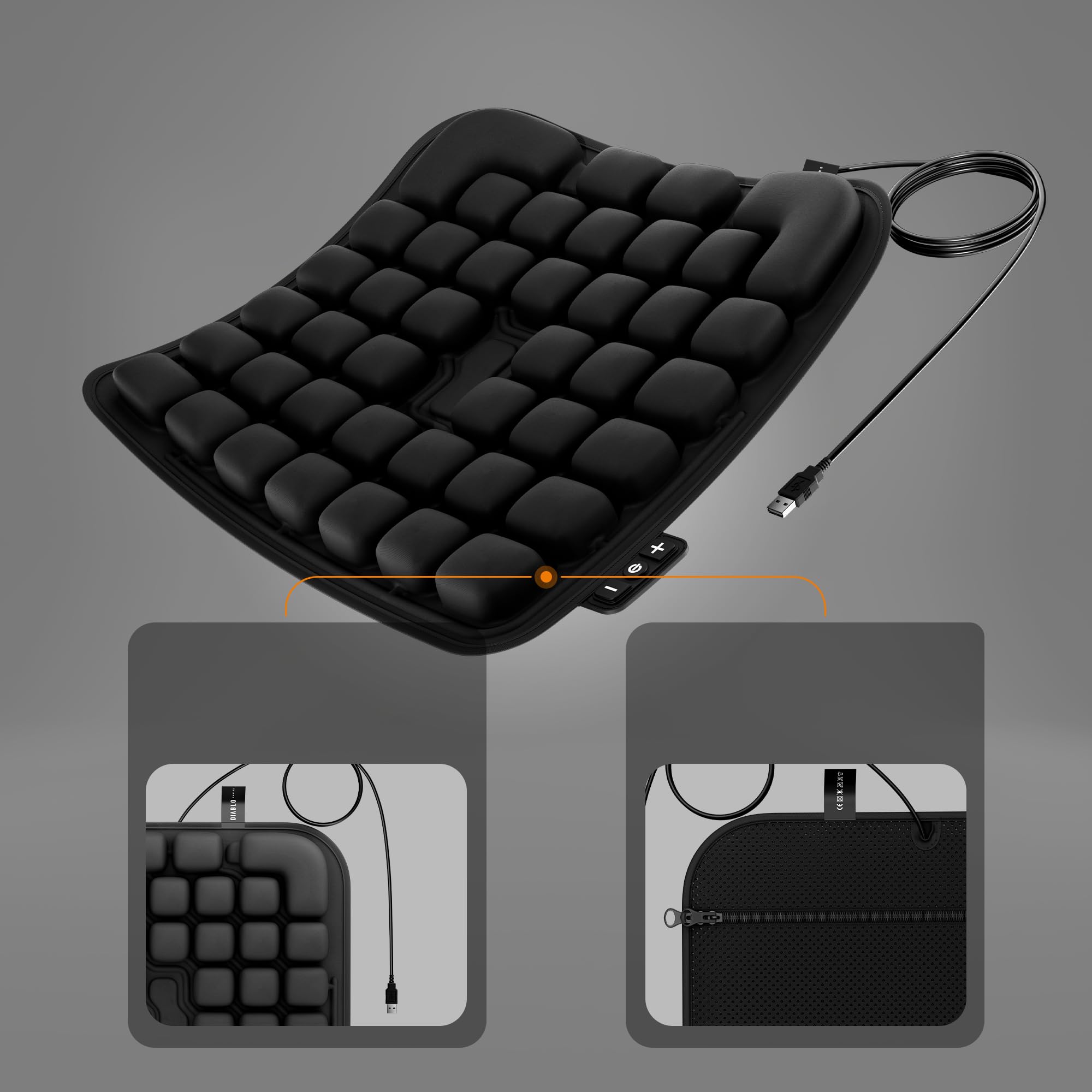 Diablo Chairs Massageauflage für Bürostuhl Rückenmassage elektrisch Massagekissen Lendenmassage Sitzauflage Gaming Stuhl Auto ergonomische Massage Matte mit Luftdrucksystem