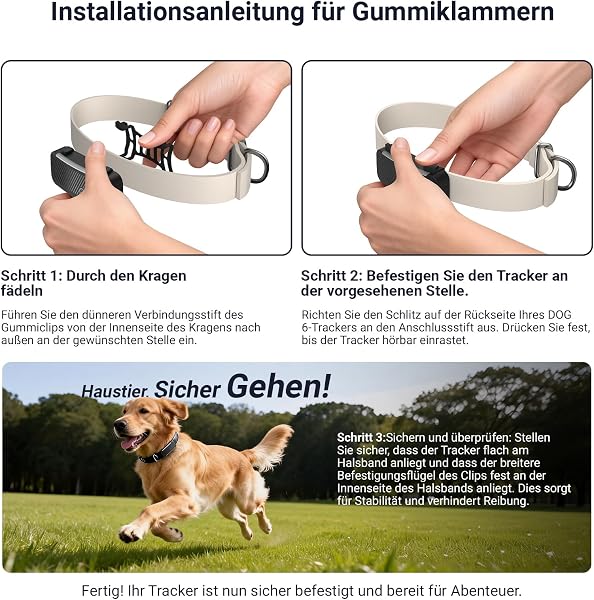 Gummiklammerhalterung für Haustier-Tracker Kompatibel mit Tracti Smart Dog 6 GPS Aktivitätstracking Hund Ersatz-Halsband-Gummiklammern – 4 STK (Schwarz) - 4