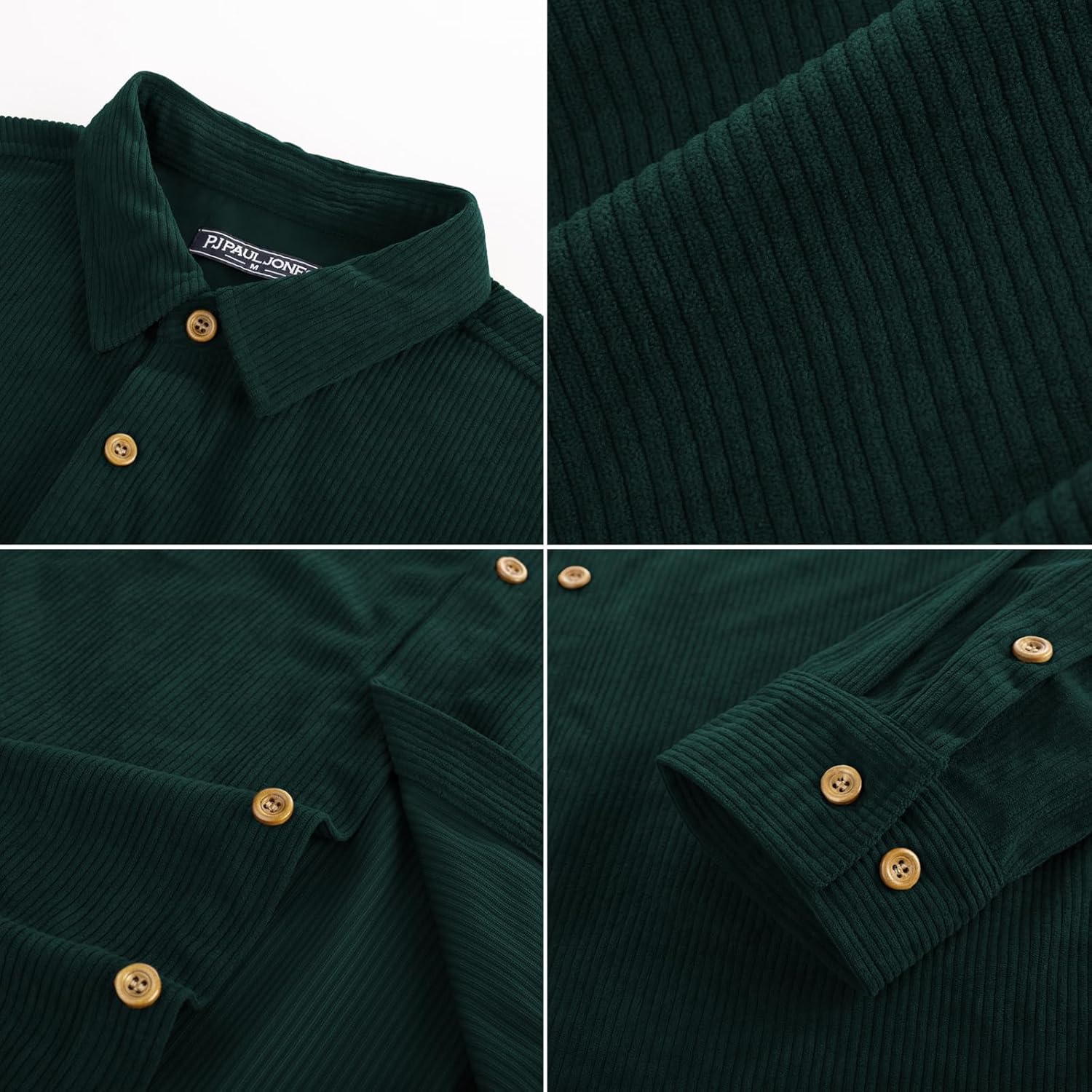 PJ PAUL JONES Mens Corduroy Button Down Shirt Jacket Casual Long Sleeve Shacket Lightweight Textured Untucked Shirts - Image 6