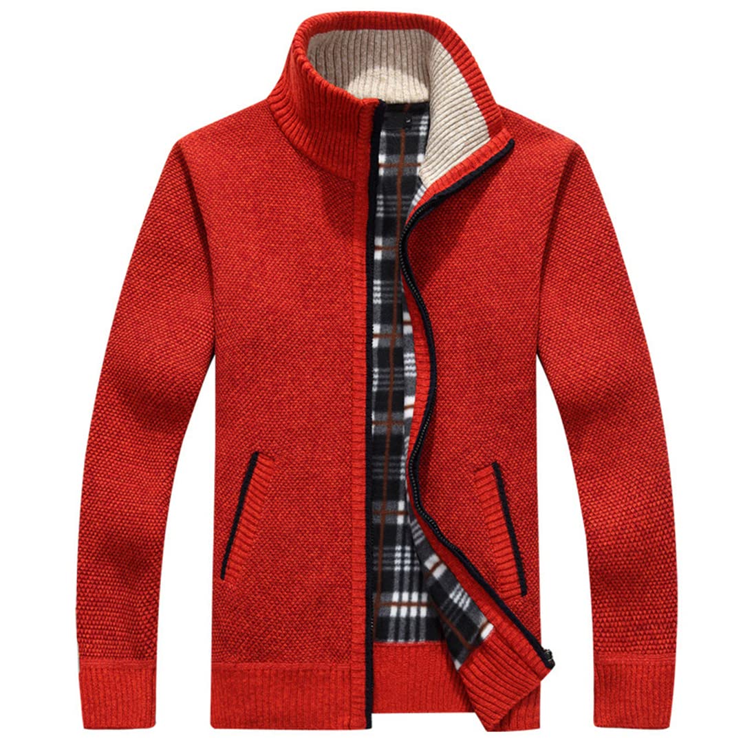 Vogrtcc Chaqueta de suéter de los hombres Abrigo de lana de piel sintética Chaquetas de punto grueso casual de punto Cardigan Abrigo