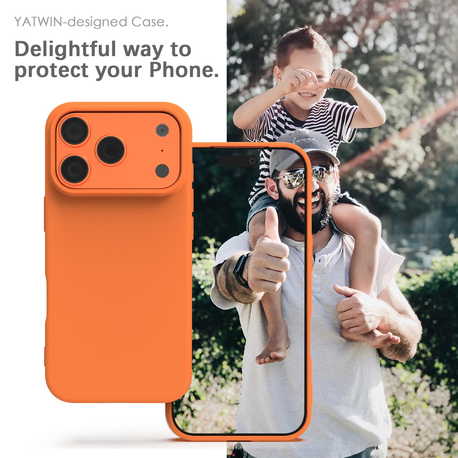 YATWIN Silicone Case for iPhone 17 Pro, Soft-Touch, Shockproof, DustProof, Antiskid Phone Cover for Apple iPhone 17 Pro - Orange — Amazon image 2