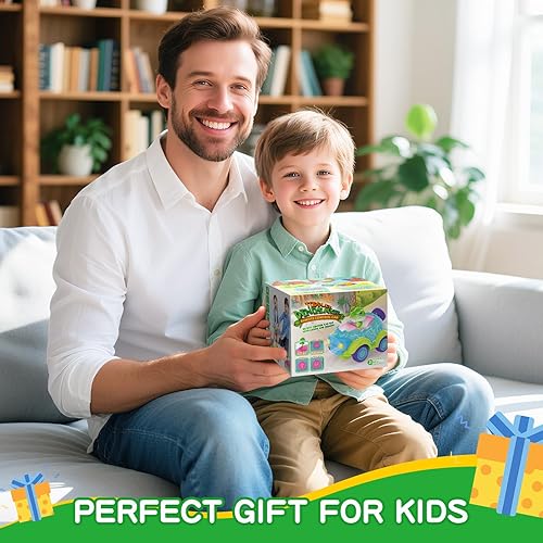 Miniatura 6 de Auto a control remoto para niños pequeños, juguetes de dinosaurio para edades de 2 a 4 años con luces y música, auto RC recargable, regalos de